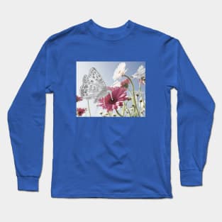 Butterfly and Fly on Flowers Long Sleeve T-Shirt